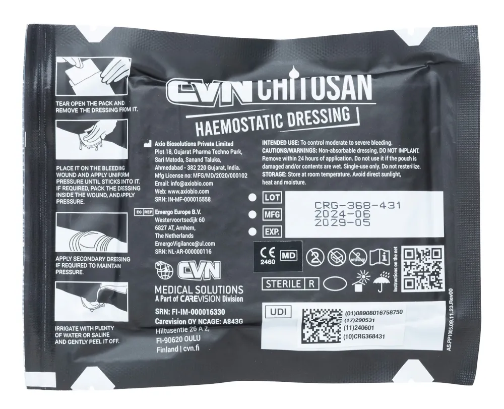 CVN Medical Solutions Ensiapu ^ CVN Chitosan Hemostaattiside