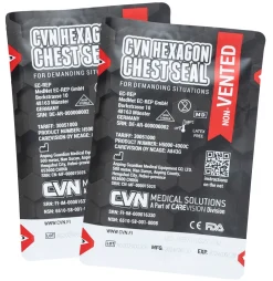 CVN Medical Solutions Ensiapu ^ CVN Hexagon Chest Seal venttiilitön ilmarintasidos, 2-Pack