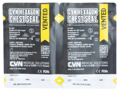 CVN Medical Solutions Ensiapu ^ CVN Hexagon Chest Seal venttiilillinen ilmarintasidos, 2-Pack