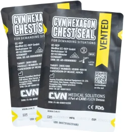 CVN Medical Solutions Ensiapu ^ CVN Hexagon Chest Seal venttiilillinen ilmarintasidos, 2-Pack