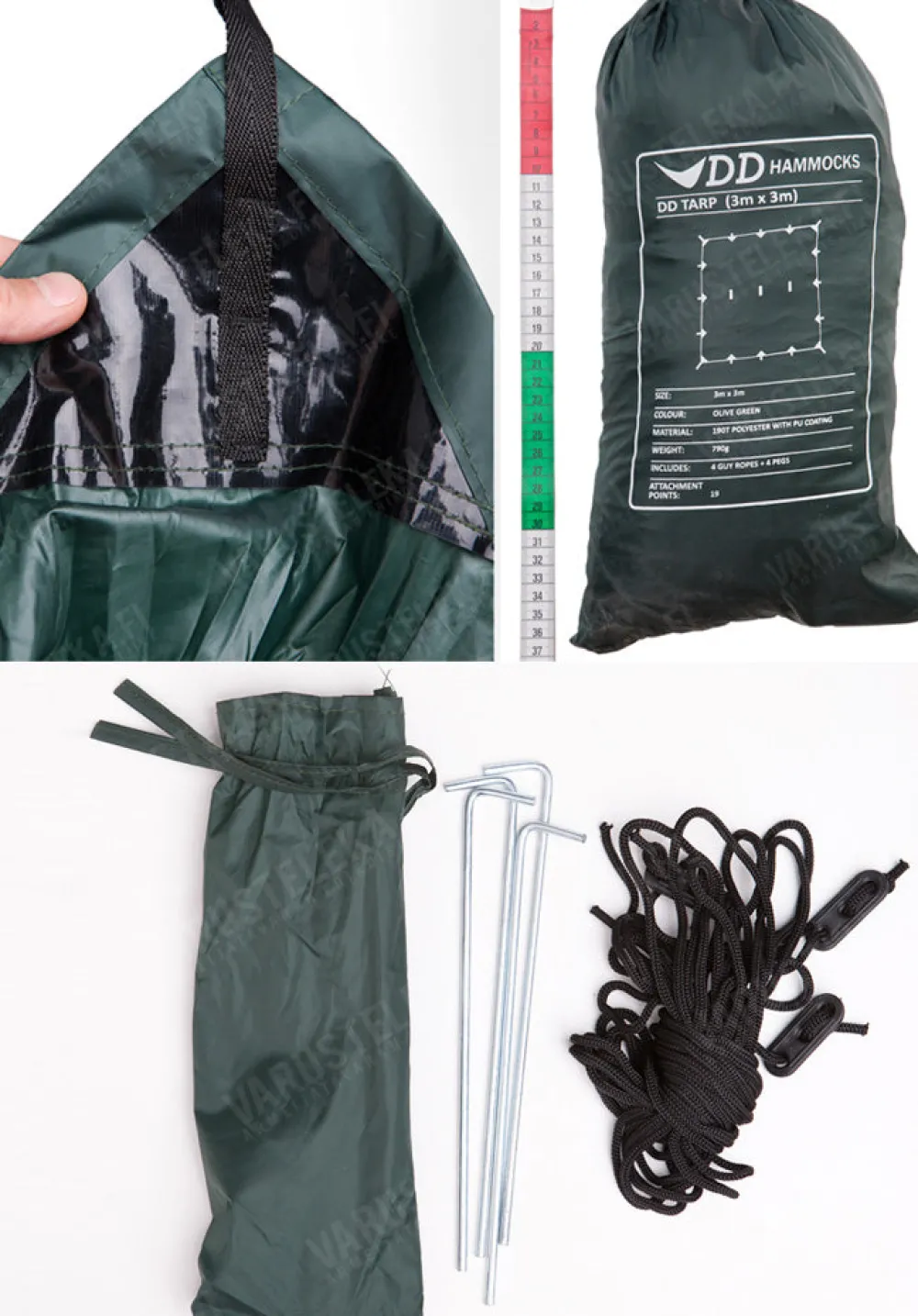 DD Hammocks Majoitteet ^ 3x3 Tarp laavukangas, oliivin
