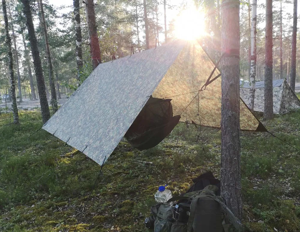 DD Hammocks Majoitteet ^ 3x3 Tarp laavukangas, DD Multicam