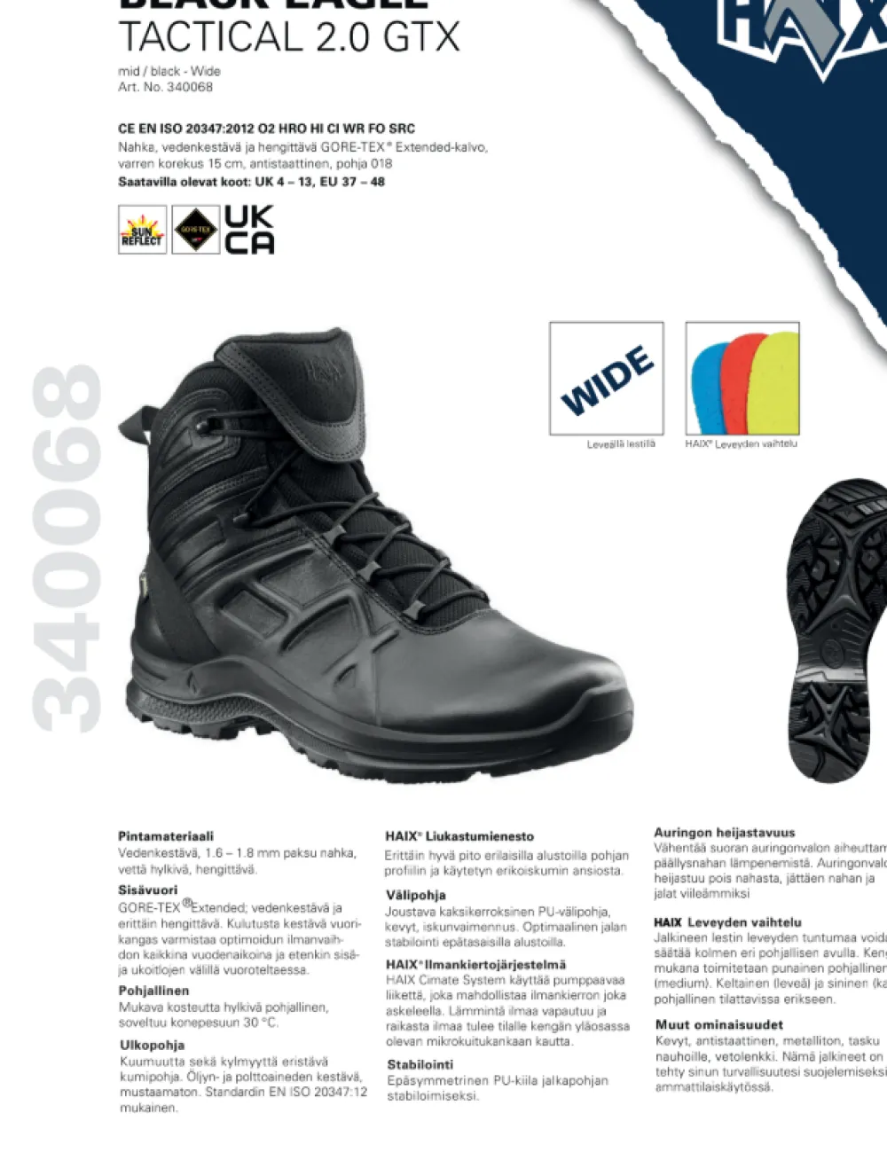 Haix Maiharit Ja Varsikengät ^ Black Eagle Tactical 2.0 GTX Mid Wide