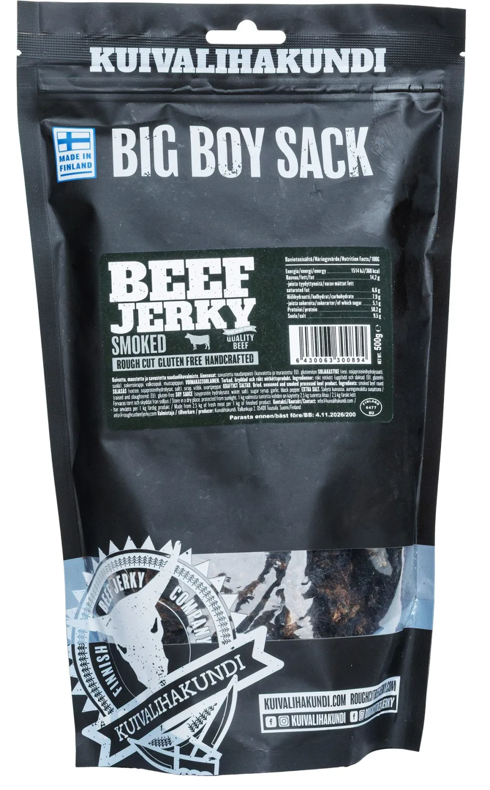Kuivalihakundi Kuivalihat, Suklaat Ja Naposteltavat ^ Beef Jerky kuivaliha, 500 g