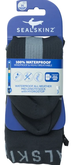 SealSkinz Alusvaatteet ^ Waterproof All Weather Mid-length Sock with Hydrostop kalvosukat