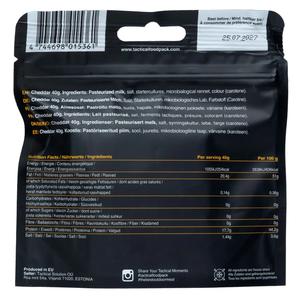Tactical Foodpack Kuivalihat, Suklaat Ja Naposteltavat ^ kuivattu juusto